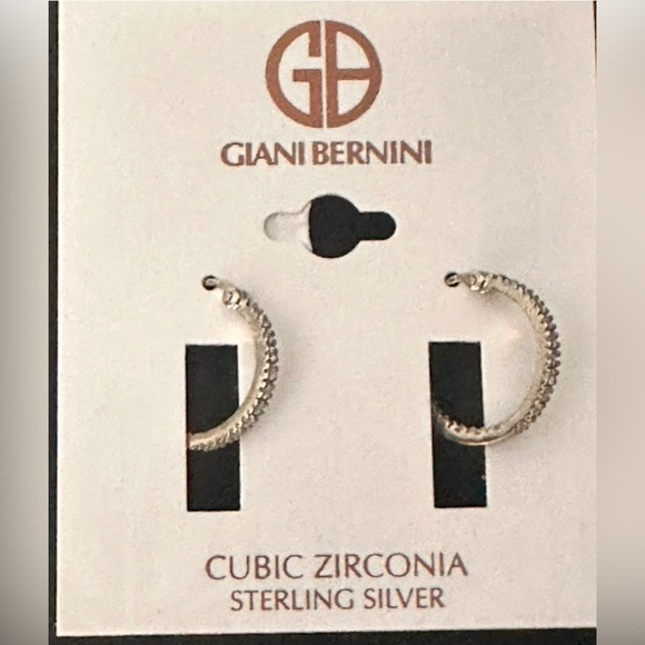 NWT Giani Bernini Sm Sterling Silver CZ Hoop Earrings, 0.6", (3/4 Ct. T.w.) - Picture 2 of 6